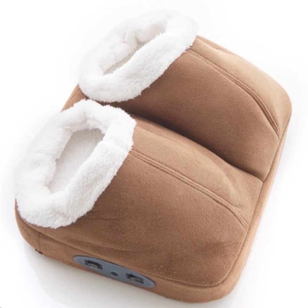 NWOT Cozy Warming Foot Massager by Sharper Image, soft fleece, tan, never used